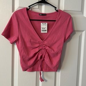 Pink cinched Zara crop top